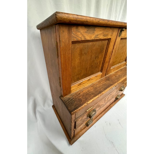 Early 1900s Oak Counter Top Hardware Cabinet For Sale - Image 9 of 12