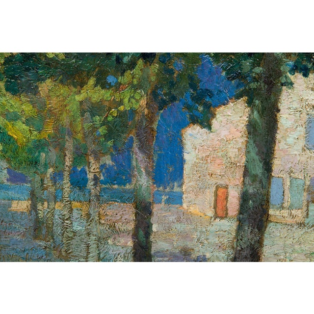 Post-Impressionist Fauvist School Painting, House on a Tree-Lined Street For Sale - Image 12 of 18