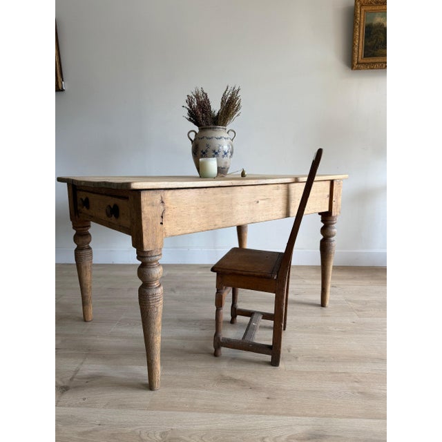 19th Century Antique English Pine Farm Table For Sale - Image 5 of 6