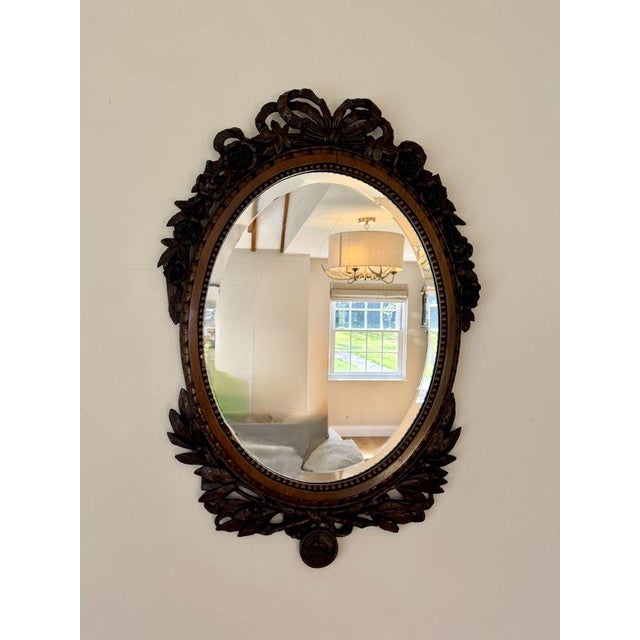 Antique Carved Oak Wall Mirror, 1860s For Sale - Image 4 of 9
