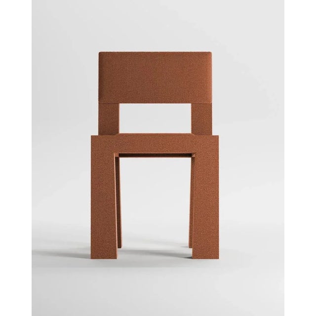 Modern Raw Chair in Burnt Orange Bouclé from Collector For Sale - Image 4 of 6