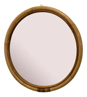 Round Mirror in Bamboo, 1970s