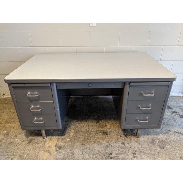 Vintage MidCentury Modern Steelcase Metal Tanker Desk Chairish