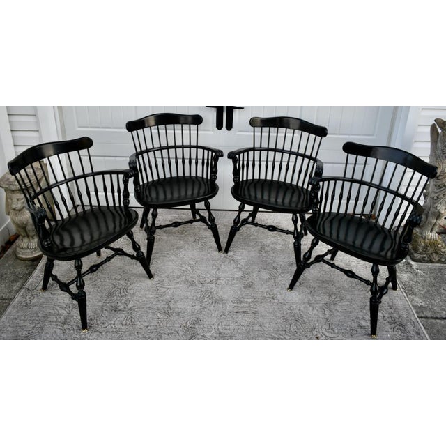 1980s Vintage Nichols & Stone Co. Set of Four Comb Back Windsor Style Chairs For Sale - Image 5 of 13