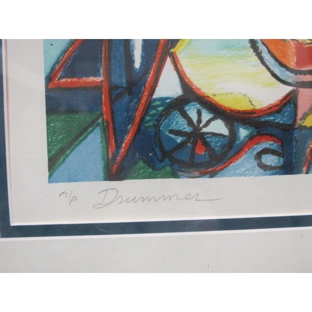 Abstract Irving Amen Signed Limited Edition Abstract Artist Proof Screen Print Drummer For Sale - Image 3 of 9