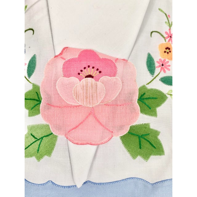 Vintage Floral Appliqué Placemats With Napkins-Set of 12 For Sale - Image 4 of 13