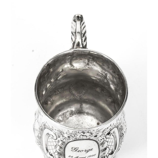 Victorian Silver Plated Embossed and Engraved Mug, 19th Century For Sale - Image 12 of 15