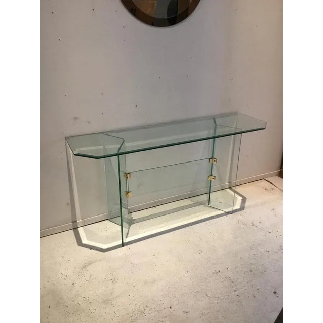 Metal Glass Side Table or TV Table by Leon Rosen, 1980s For Sale - Image 7 of 7