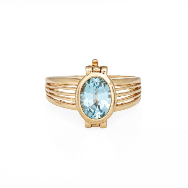 1990s Vintage Interchangeable Ring Amethyst Citrine Topaz 10k Yellow Gold Size 7 Jewelry For Sale - Image 4 of 9