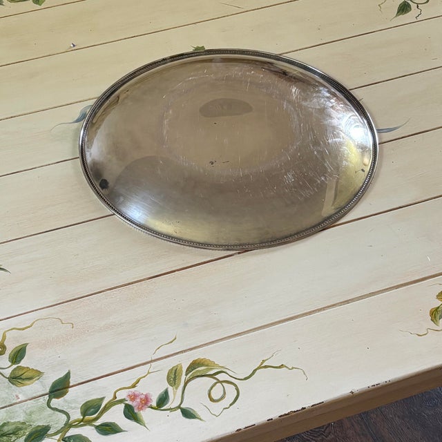 1940s 17" Large Silver Round Platter International Silver "Castleton #667” For Sale - Image 10 of 12