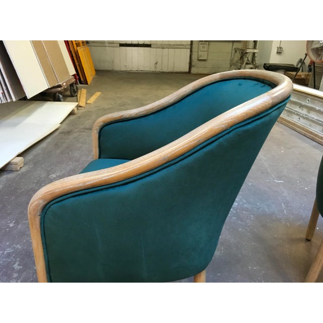 Ward Bennett Pair of Fully Restored Ward Bennett Solid Ash Wood Frame Chairs – Cerused Ash With Moss Green Velvet Upholstery For Sale - Image 4 of 12