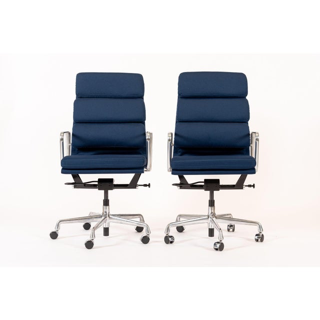 Herman Miller Eames Tall Navy Blue Fabric Desk Chair Soft Pad For Sale - Image 15 of 16