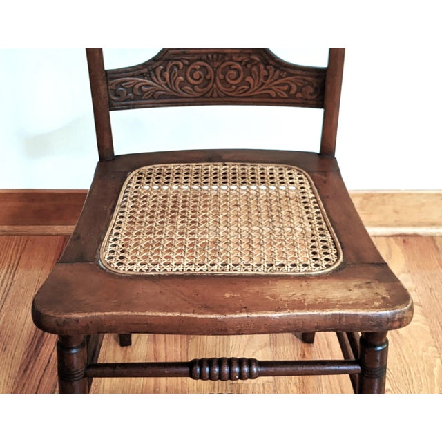 Farmhouse Pressed Back Cane Seat Chair For Sale - Image 10 of 10