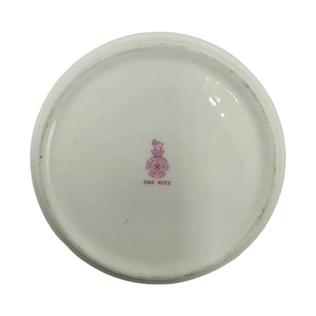 White Vintage 5-Star Hotel Ritz London Royal Doulton Ashtray Porcelain Dish Pink For Sale - Image 8 of 12