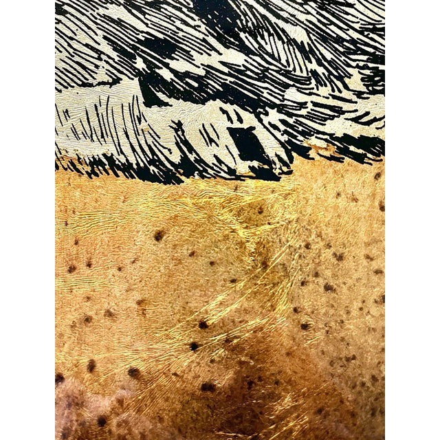 1960s 1960s Jack White (1933-2006) Fawn Deer Original Framed Echruseos Gold Leaf Art For Sale - Image 5 of 12