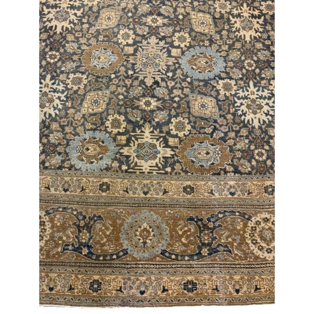 Navy Blue 1880s Antique Allover Arabesque Medallion Navy Woven Wool Persian Tabriz Rug For Sale - Image 8 of 8
