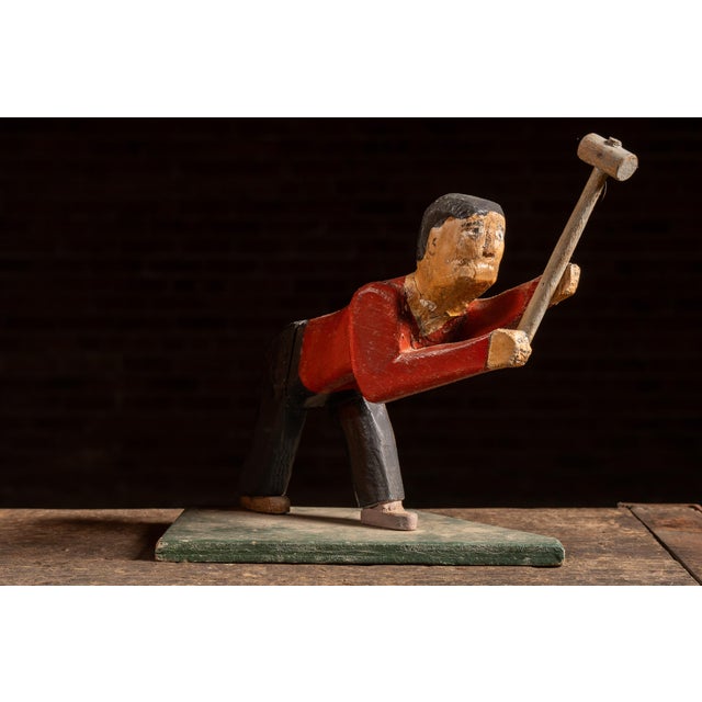 Antique "High Striker" Folk Art Tabletop Carnival Game For Sale - Image 10 of 13