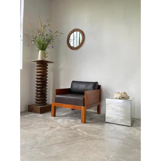 Modernist Exotic Wood and Leather Armchair, 1960s For Sale - Image 3 of 18