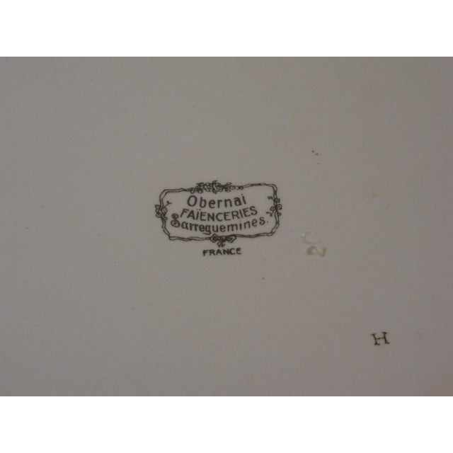 French 12" French Serving Platter Handled Plate Sarreguemines Obernai Henri Loux Signed France For Sale - Image 3 of 10