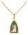 French Vintage Virgin Mary Plique-À-Jour Enamel Yellow Gold Pendant Necklace For Sale