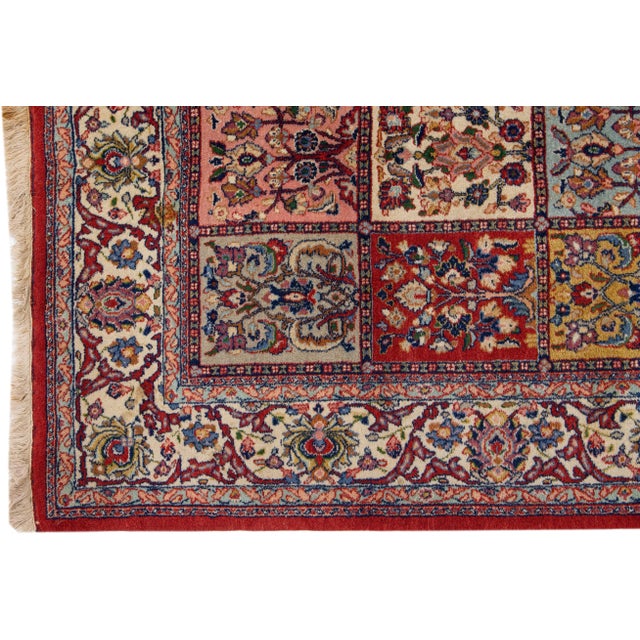 Persian 1920s Multicolor Handmade Antique Bakhtiari Persian Wool Rug With Allover Motif For Sale - Image 3 of 7