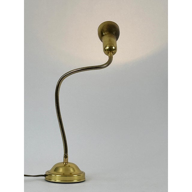 Mid-Century Modern Mid-Century Modern Gooseneck Brass Table Lamp, Germany, 1970s For Sale - Image 3 of 18
