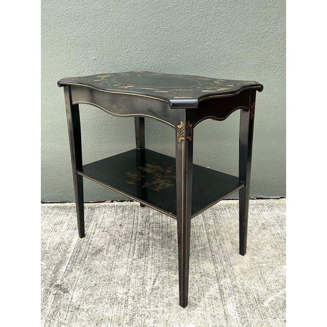 Vintage Hand Painted Chinoiserie Side Table For Sale In West Palm - Image 6 of 12
