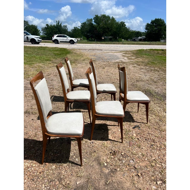 French Mid-Century Modern 1960's Walnut Dining Chairs - Set of 6 For Sale - Image 6 of 6