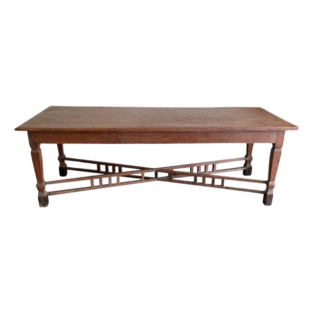 Large Mid 20th Century Colonial Teak Wood Table From Java, Indonesia For Sale