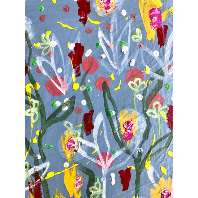 A highly textured and active abstract by Auker. Reminiscent of a breezy spring garden. A completely unique and original...