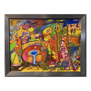 One-of- A-Kind Abstract Painting on Canvas by Serg Graff "Donut" Framed, Coa For Sale
