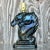Boho Chic Vintage Blue Glazed Double Horse Head Lamp For Sale - Image 3 of 13