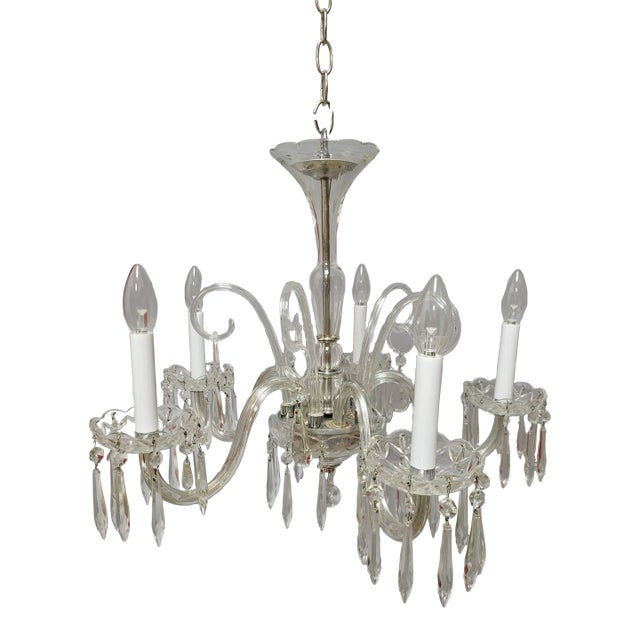 20th Century Traditional Crystal Chandelier-5 Arm For Sale