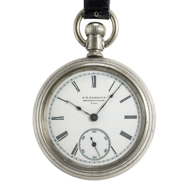 Brand: J.D. Burritt Gender: Men Metal Type: Silver Diameter: 59.00 mm Weight: 174.50 grams Gent's silver Swiss-made pocket...