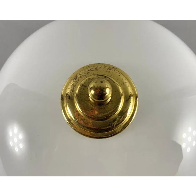 Vintage Ceiling Flush Mount Lamp with Opaline Glass Shade & Brass Fitting For Sale - Image 4 of 7