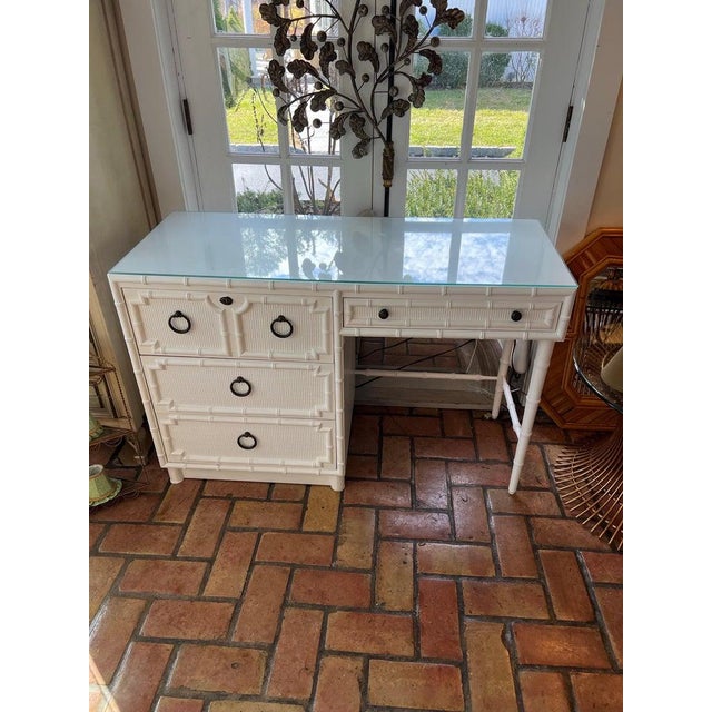 Drexel Drexel Kensington Faux Bamboo Desk For Sale - Image 4 of 18