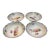 Antique German Porcelain Berry Bowls - Set of 4 - Hand Painted Pink & Yellow Roses - Iridescent Lusterware Scalloped Edge For Sale