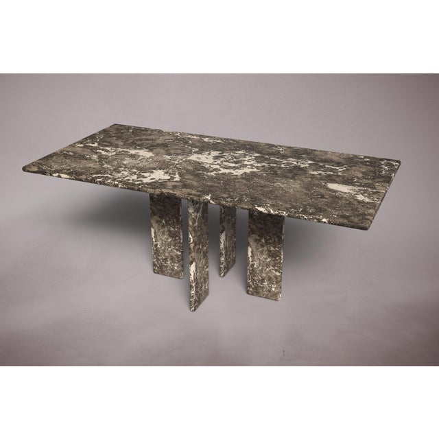 Modern Luna Rectangular Dark Emperador Marble Dining Table 72" For Sale - Image 3 of 5