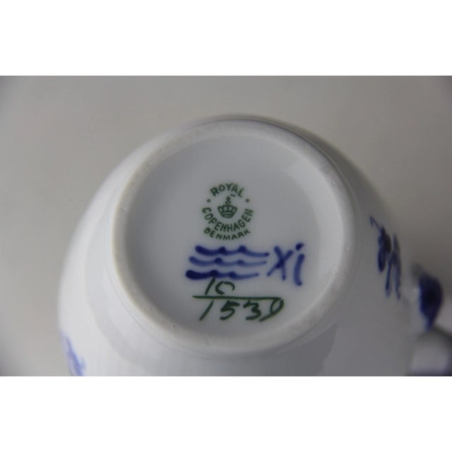 1990s Vintage MCM Royal Copenhagen Blue Flowers Curved Large Sugar Bowl & Creamer Set For Sale - Image 5 of 12