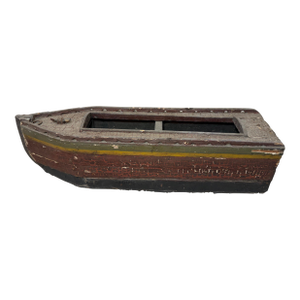 Antique Early 19th Century Handmade Carved Polychrome Wooden Folk Art Model Boat