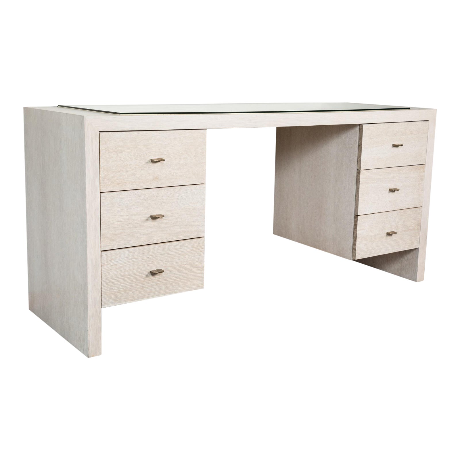 Modern Desk In Bleached Oak With Brass Chairish