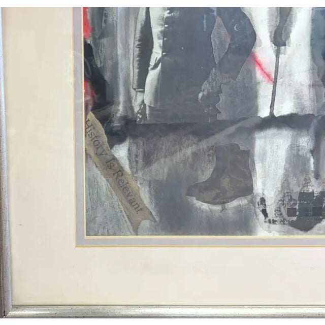 Gray Mid Century Figurative , Surrealist Collage Artwork - "History Is Relevant" - Signed and Dated For Sale - Image 8 of 9