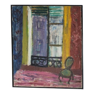 1947 Interior Oil Painting on Linen by Swedish Artist Ulla Borgstrom For Sale