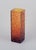 Scandinavian glass artist. Large art glass vase in amber-colored glass. Abstract pattern. Approximately from the 1970s....