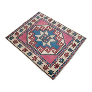 1970s Small Rug, Entryway Rug, Bath Mat, Kitchen Decor, Turkish Rug, Doormat Yastik Rug 2'7" X 3'5" For Sale