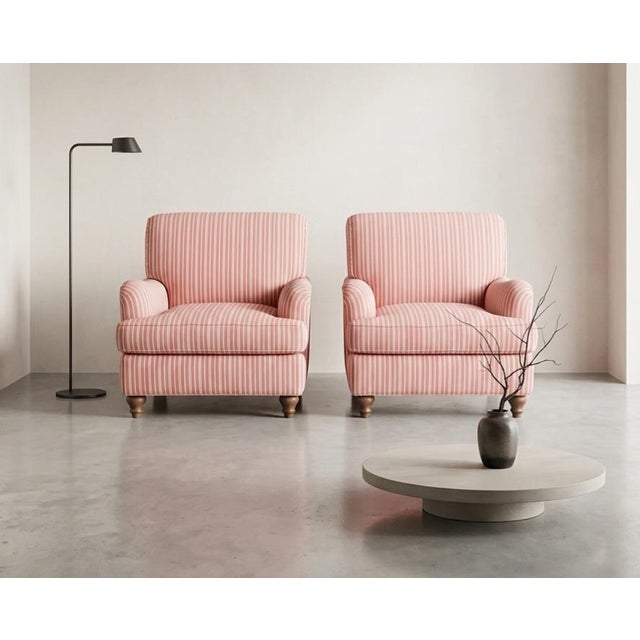 Pink set of striped set of 2 lounge chairs. They have been in storage and are very dusty.