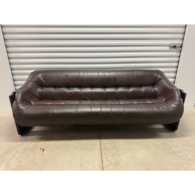 Iconic Percival Lafar Mid-Century Modern living room set featuring a pair of Leather MP-091 Lounge Chairs and leather...