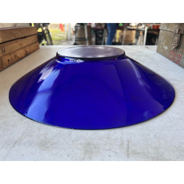 Murano Vintage Large Shallow Cobalt Blue Decorative or Serving Bowl For Sale - Image 4 of 6