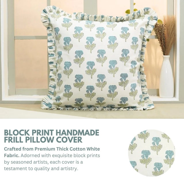 Add artisanal charm to your home with this block print handmade cushion cover. Crafted from thick cotton white , it offers...