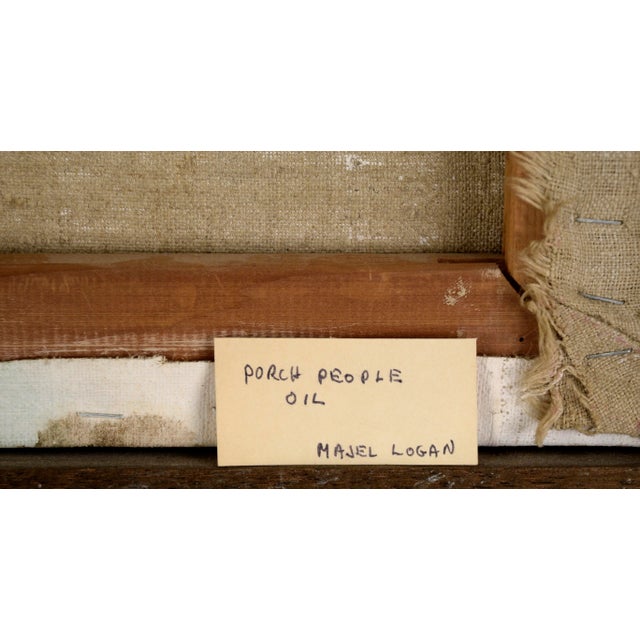 Brown "Porch People" - Figurative Composition in Oil on Linen by Majel Logan For Sale - Image 8 of 9